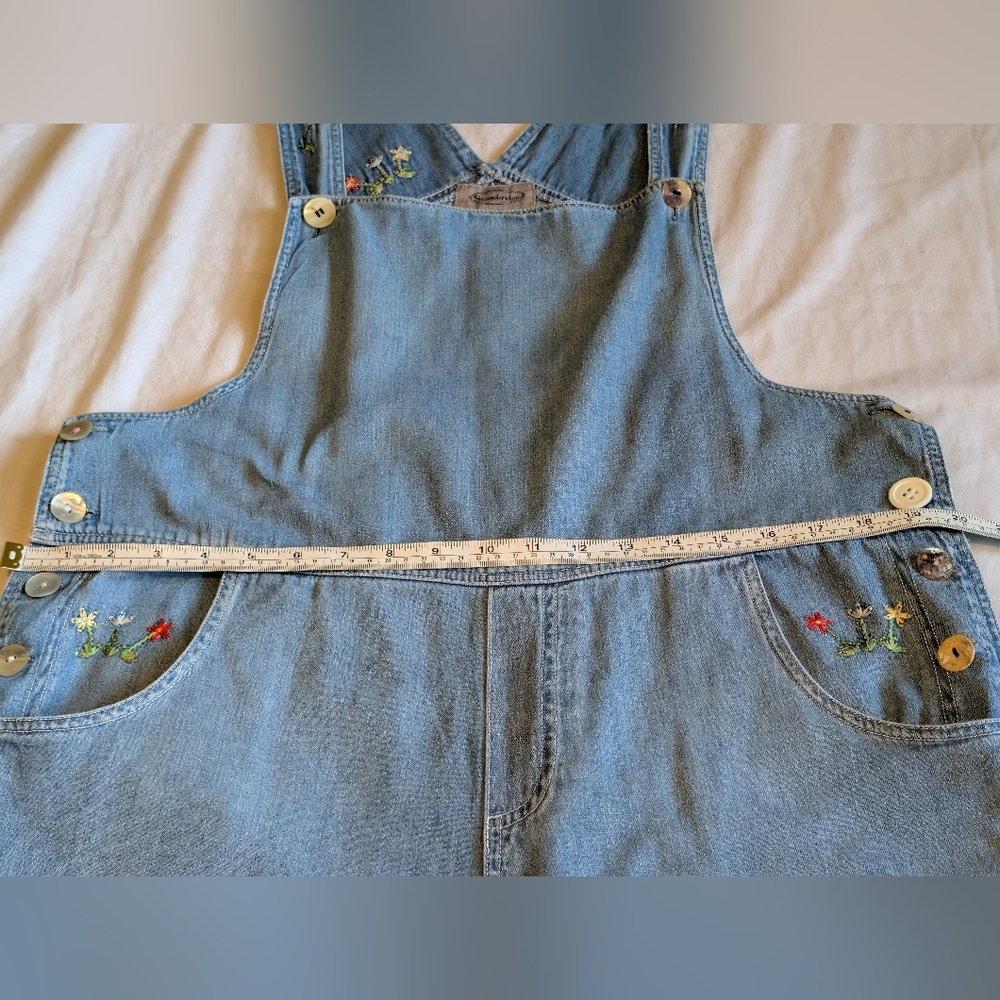 Vintage Stonebridge Denim Floral Embroidery Overalls Size Large - Picture 10 of 13